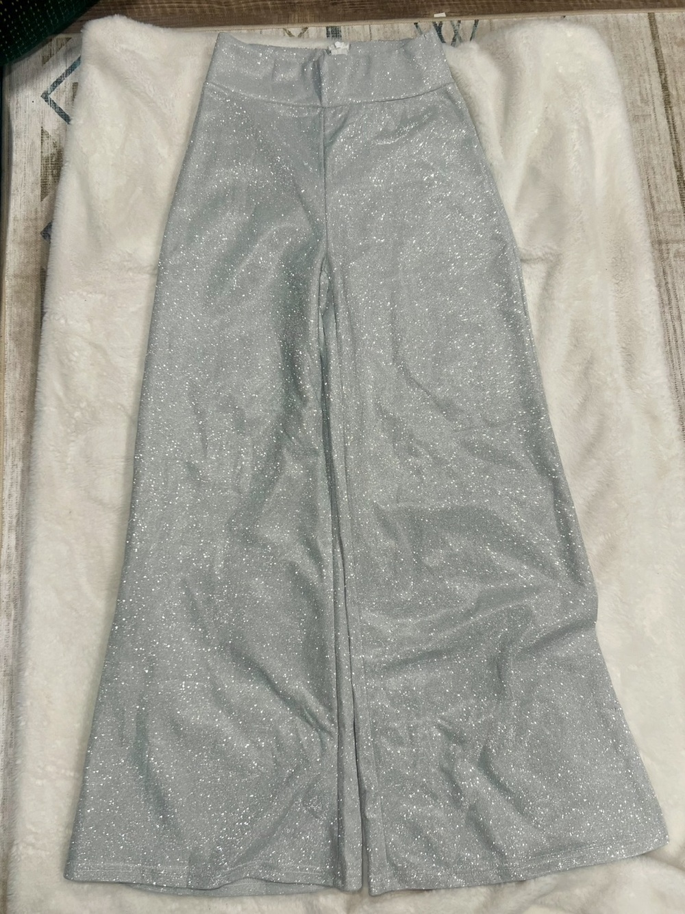 Silver Glitter Wide Leg Pants - Size Small